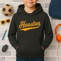 Houston Sports Script Cursive Classic Texas Flag Swoosh Kids Hoodie thumb 2