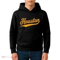 Houston Sports Script Cursive Classic Texas Flag Swoosh Kids Hoodie thumb 4