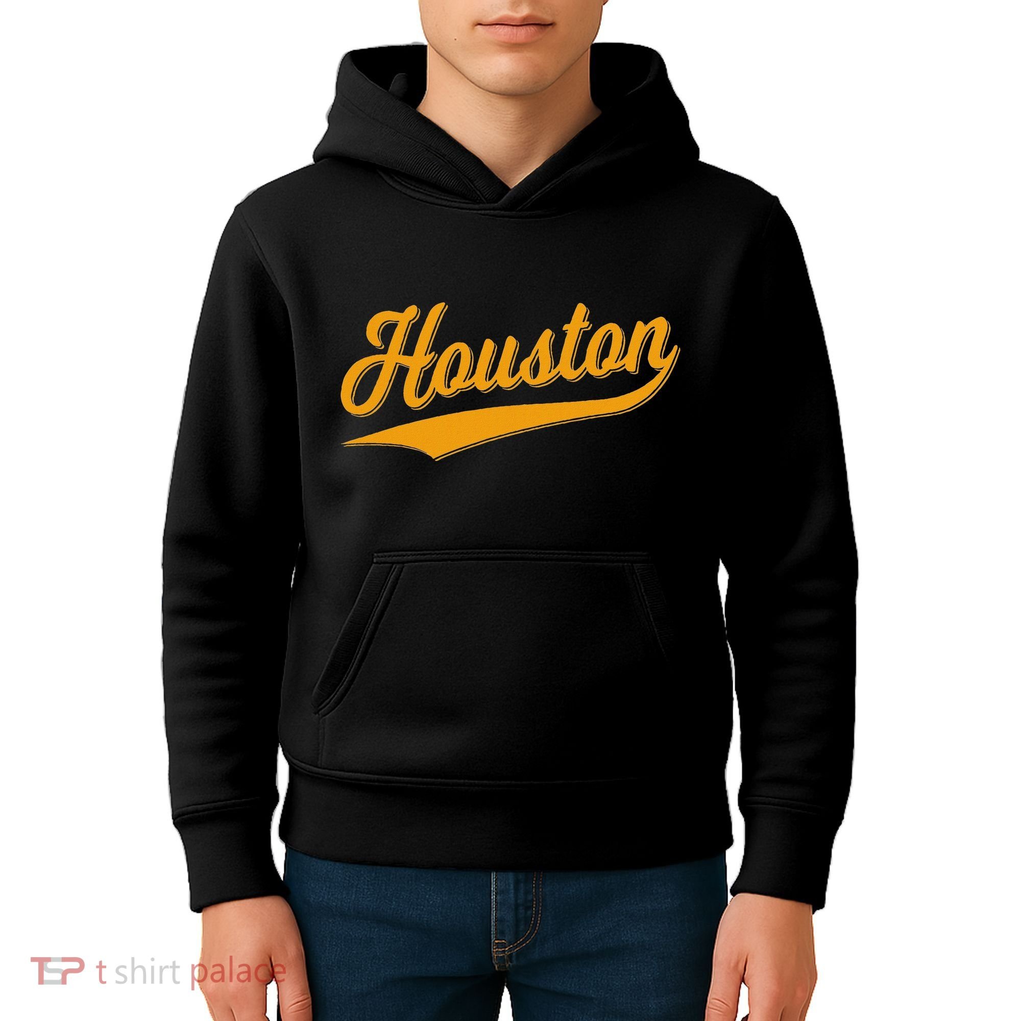 Houston Sports Script Cursive Classic Texas Flag Swoosh Kids Hoodie