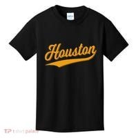 Houston Sports Script Cursive Classic Texas Flag Swoosh Kids T-Shirt thumb 0
