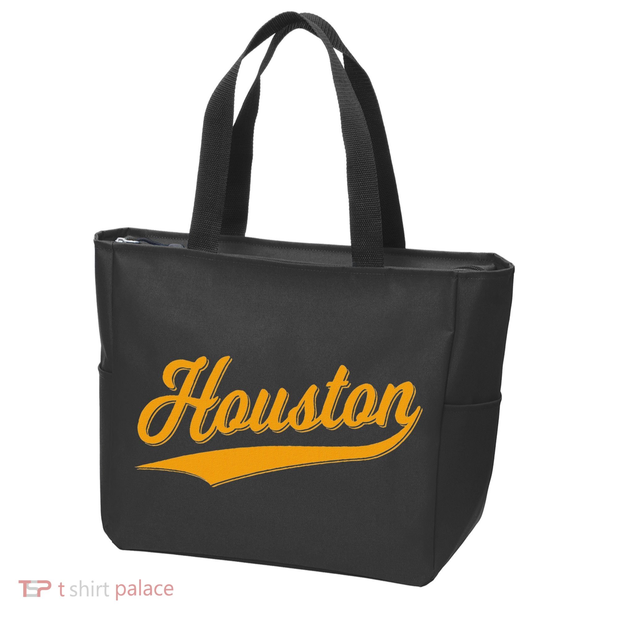 Houston Sports Script Cursive Classic Texas Flag Swoosh Tote Bag