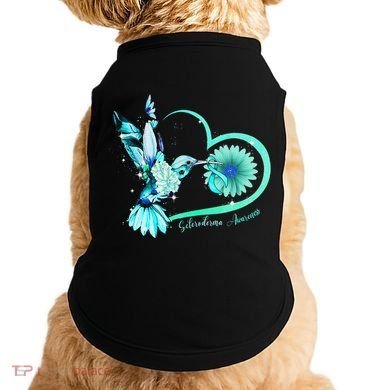 Hummingbird Sunflower Teal Ribbon Scleroderma Awareness Doggie Tank