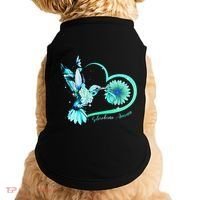 Hummingbird Sunflower Teal Ribbon Scleroderma Awareness Doggie Tank thumb 0