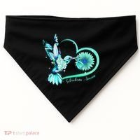 Hummingbird Sunflower Teal Ribbon Scleroderma Awareness USA-Made Doggie Bandana thumb 0