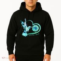 Hummingbird Sunflower Teal Ribbon Scleroderma Awareness Hoodie thumb 2