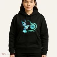 Hummingbird Sunflower Teal Ribbon Scleroderma Awareness Hoodie thumb 5