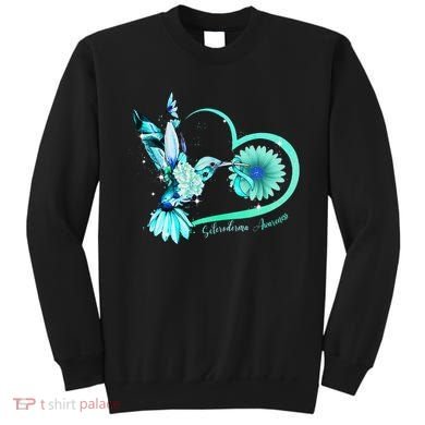 Hummingbird Sunflower Teal Ribbon Scleroderma Awareness Sweatshirt