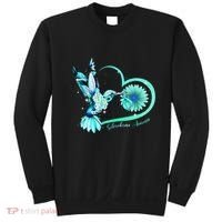 Hummingbird Sunflower Teal Ribbon Scleroderma Awareness Sweatshirt thumb 0