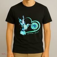 Hummingbird Sunflower Teal Ribbon Scleroderma Awareness T-Shirt thumb 3