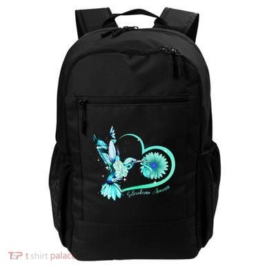 Hummingbird Sunflower Teal Ribbon Scleroderma Awareness Backpack