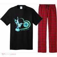 Hummingbird Sunflower Teal Ribbon Scleroderma Awareness Pajama Set thumb 0