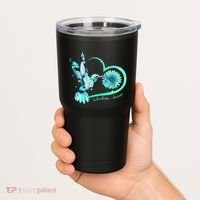 Hummingbird Sunflower Teal Ribbon Scleroderma Awareness Tumbler thumb 2