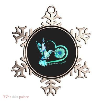 Hummingbird Sunflower Teal Ribbon Scleroderma Awareness Ornament