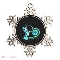 Hummingbird Sunflower Teal Ribbon Scleroderma Awareness Ornament thumb 0