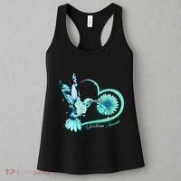 Hummingbird Sunflower Teal Ribbon Scleroderma Awareness Women's Tank Top thumb 3