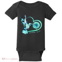 Hummingbird Sunflower Teal Ribbon Scleroderma Awareness Baby Bodysuit thumb 0