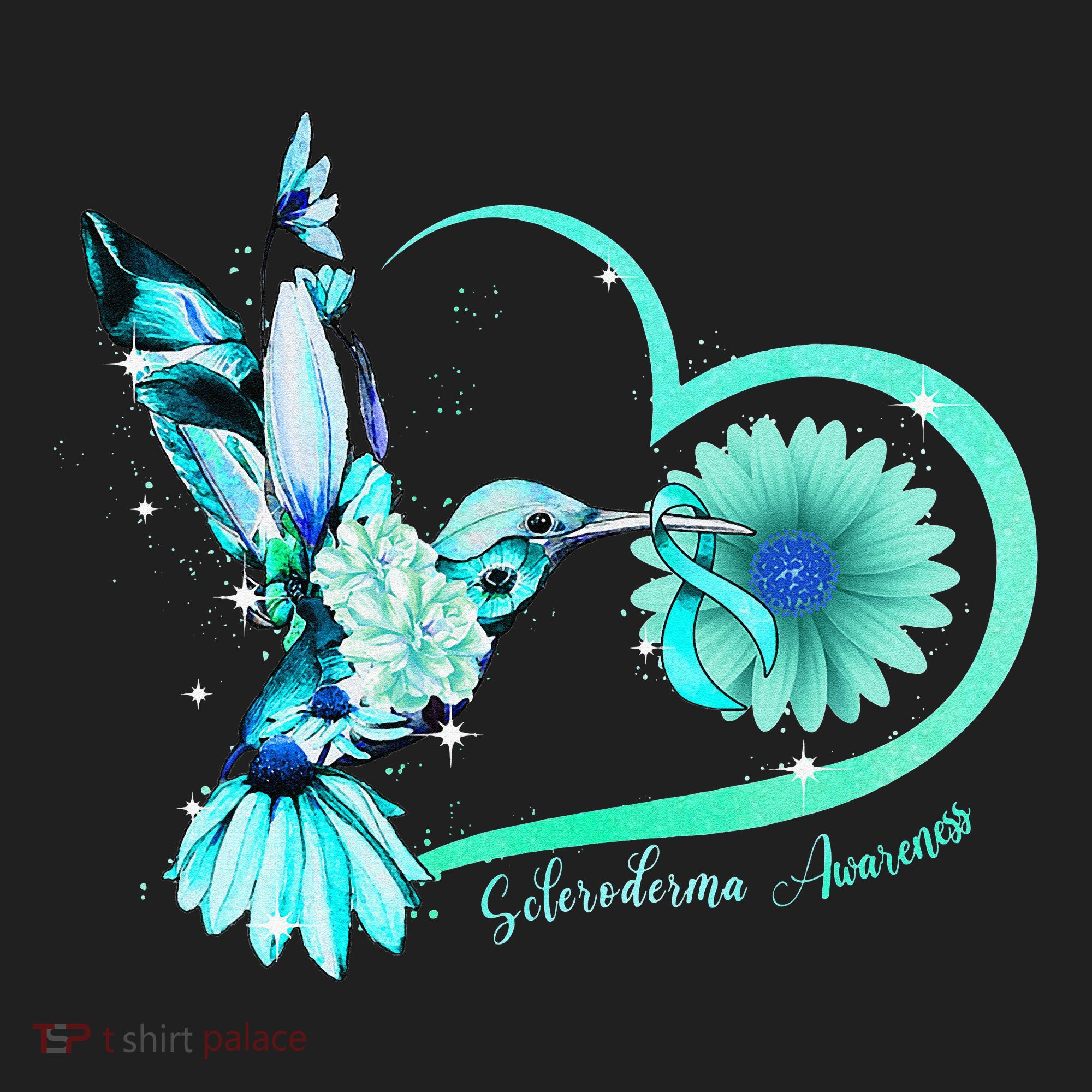 Hummingbird Sunflower Teal Ribbon Scleroderma Awareness Hat