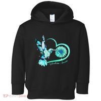 Hummingbird Sunflower Teal Ribbon Scleroderma Awareness Toddler Hoodie thumb 0