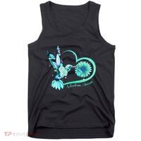 Hummingbird Sunflower Teal Ribbon Scleroderma Awareness Tank Top thumb 0