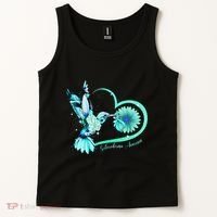 Hummingbird Sunflower Teal Ribbon Scleroderma Awareness Tank Top thumb 2