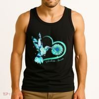Hummingbird Sunflower Teal Ribbon Scleroderma Awareness Tank Top thumb 3