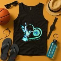 Hummingbird Sunflower Teal Ribbon Scleroderma Awareness Tank Top thumb 4