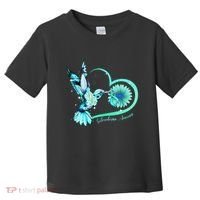 Hummingbird Sunflower Teal Ribbon Scleroderma Awareness Toddler T-Shirt thumb 0