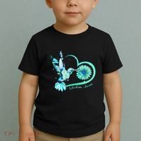 Hummingbird Sunflower Teal Ribbon Scleroderma Awareness Toddler T-Shirt thumb 2