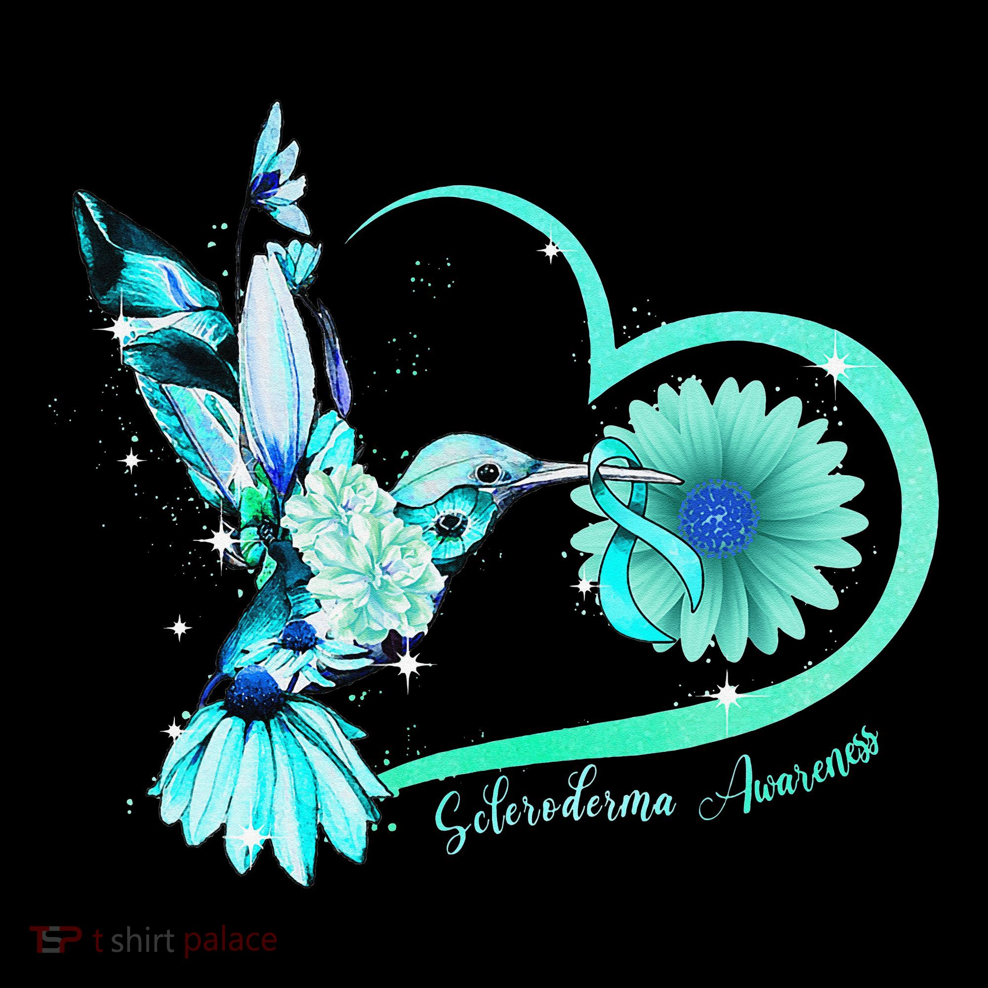 Hummingbird Sunflower Teal Ribbon Scleroderma Awareness Toddler T-Shirt
