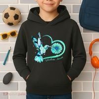Hummingbird Sunflower Teal Ribbon Scleroderma Awareness Kids Hoodie thumb 2