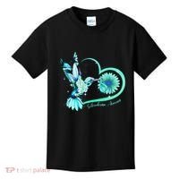 Hummingbird Sunflower Teal Ribbon Scleroderma Awareness Kids T-Shirt thumb 0