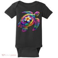 Hawaiian Sea Turtle Tie Dye Hawaii Vacation Beach Summer Baby Bodysuit thumb 0