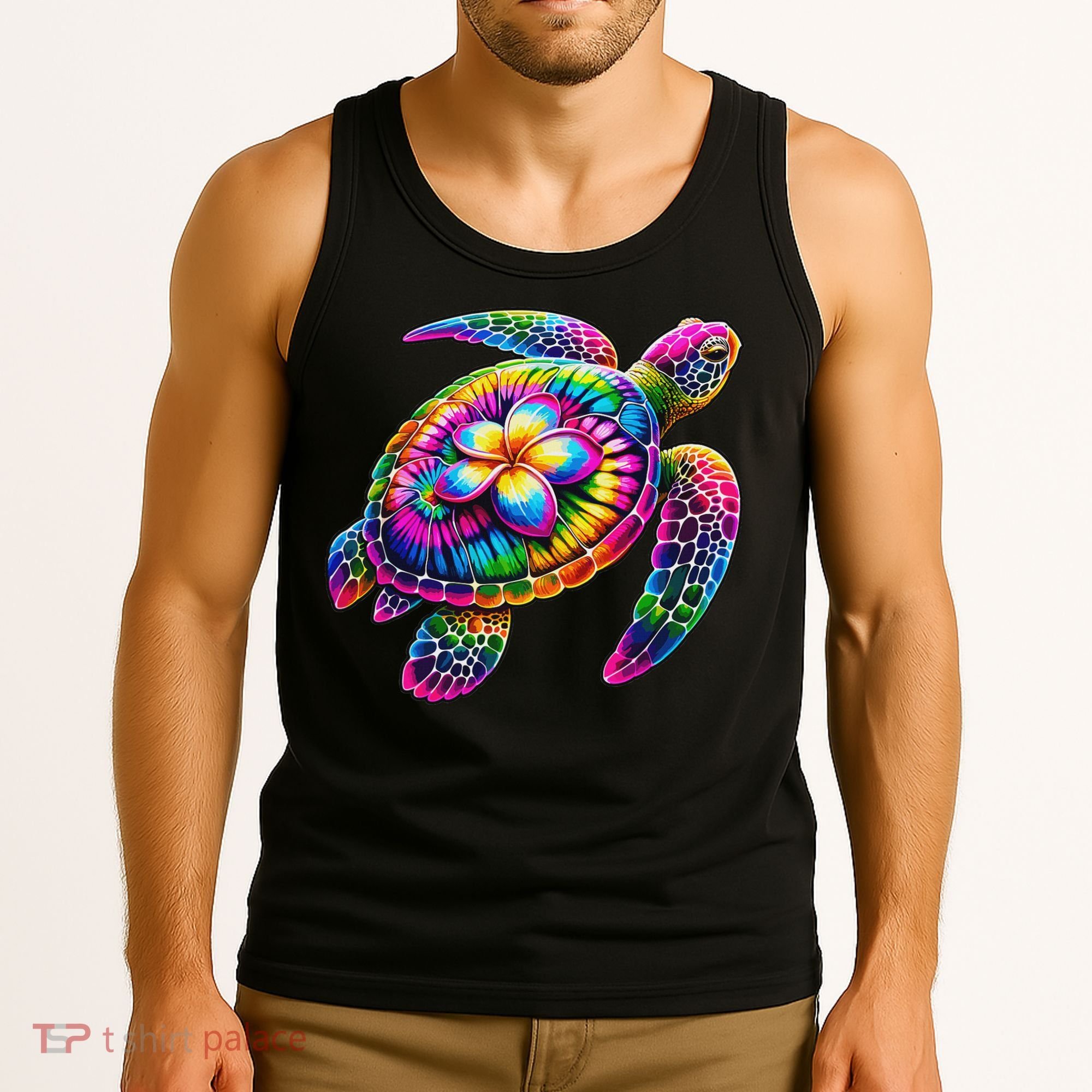 Hawaiian Sea Turtle Tie Dye Hawaii Vacation Beach Summer Tank Top