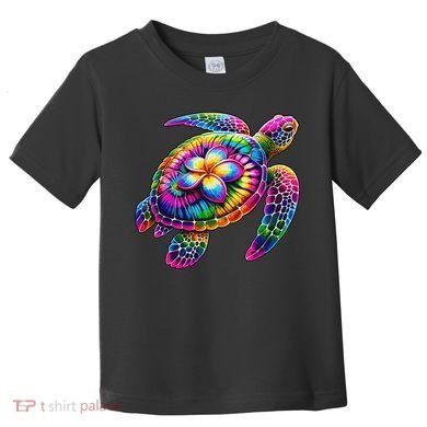 Hawaiian Sea Turtle Tie Dye Hawaii Vacation Beach Summer Toddler T-Shirt