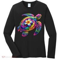 Hawaiian Sea Turtle Tie Dye Hawaii Vacation Beach Summer Women's Long Sleeve Shirt thumb 0