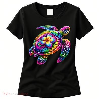 Hawaiian Sea Turtle Tie Dye Hawaii Vacation Beach Summer Women's T-Shirt