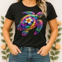 Hawaiian Sea Turtle Tie Dye Hawaii Vacation Beach Summer Women's T-Shirt thumb 2