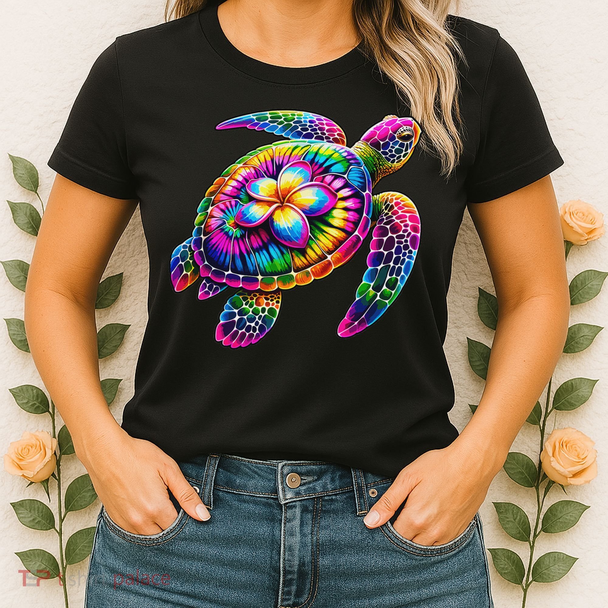 Hawaiian Sea Turtle Tie Dye Hawaii Vacation Beach Summer Women's T-Shirt
