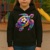 Hawaiian Sea Turtle Tie Dye Hawaii Vacation Beach Summer Kids Hoodie thumb 3