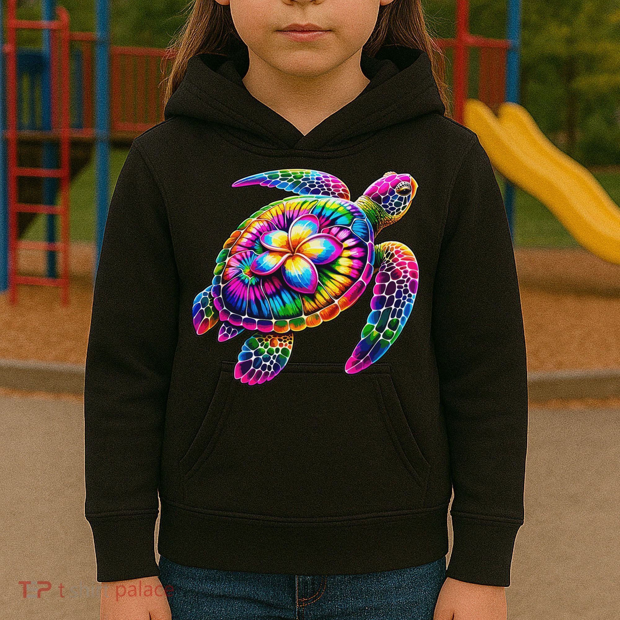 Hawaiian Sea Turtle Tie Dye Hawaii Vacation Beach Summer Kids Hoodie