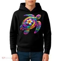 Hawaiian Sea Turtle Tie Dye Hawaii Vacation Beach Summer Kids Hoodie thumb 4