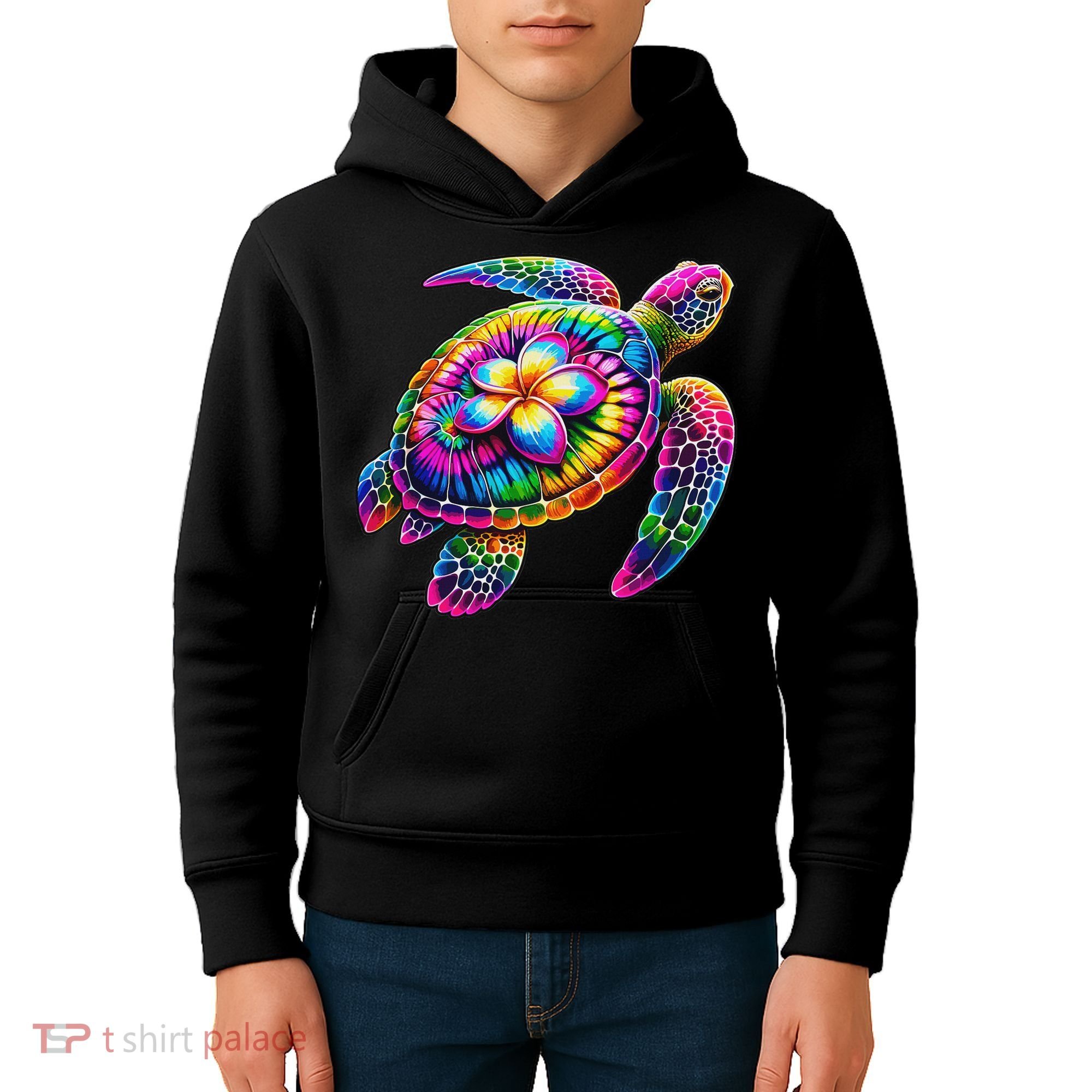 Hawaiian Sea Turtle Tie Dye Hawaii Vacation Beach Summer Kids Hoodie
