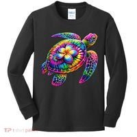 Hawaiian Sea Turtle Tie Dye Hawaii Vacation Beach Summer Kids Long Sleeve Shirt thumb 0
