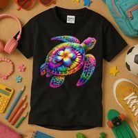 Hawaiian Sea Turtle Tie Dye Hawaii Vacation Beach Summer Kids T-Shirt thumb 3