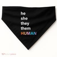 He She They Them Human LGBT Pride Rainbow USA-Made Doggie Bandana thumb 0
