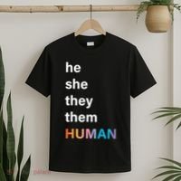 He She They Them Human LGBT Pride Rainbow T-Shirt thumb 2