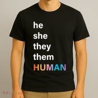 He She They Them Human LGBT Pride Rainbow T-Shirt thumb 3