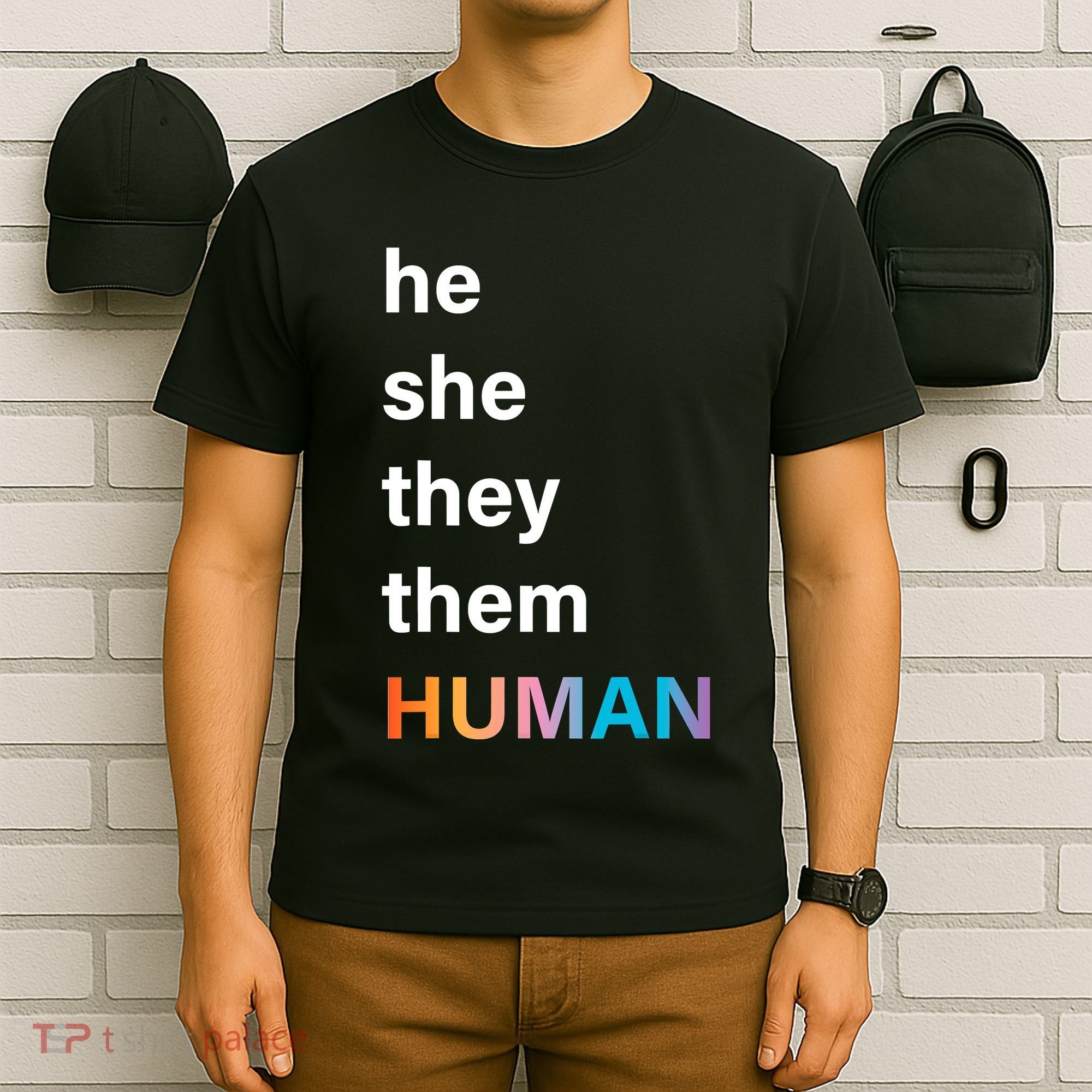 He She They Them Human LGBT Pride Rainbow T-Shirt