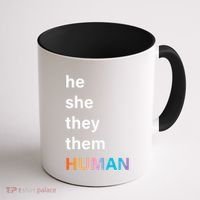He She They Them Human LGBT Pride Rainbow Coffee Mug thumb 1