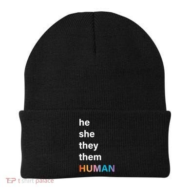 He She They Them Human LGBT Pride Rainbow Beanie